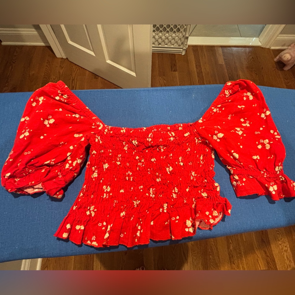 Altar'd State Red Floral Blouse